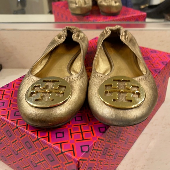 Tory Burch Shoes - Tory Burch Gold Reva Flats